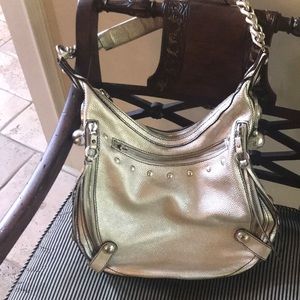 Versace silver leather shoulder bag